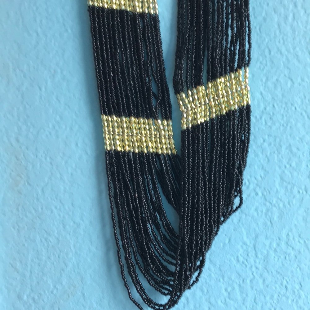 Black and gold beaded necklace
